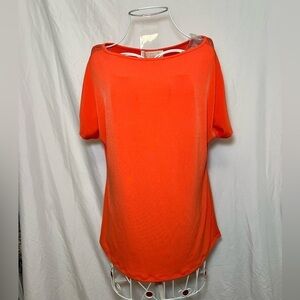 Michael Kors Top - Orange Short Sleeve with Cut-Outs - Size Small